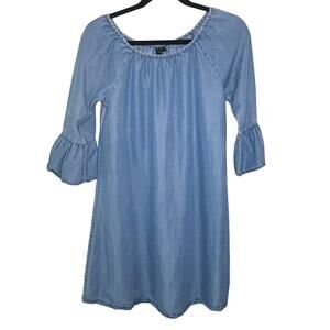 Want and Reed 100% Tencel blue riffle sleeve elbow sleeve dress Size Small